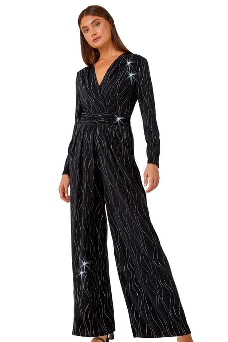 Embellished Wide Leg Stretch Jumpsuit - Image 1