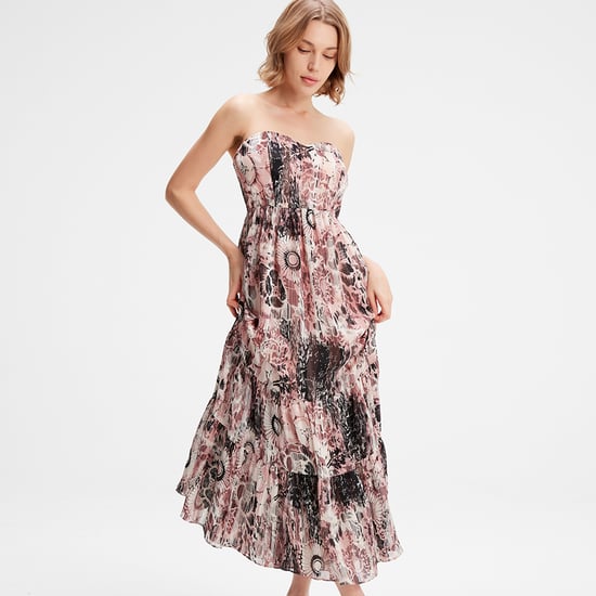 Bustier chiffon maxi dress with abstract floral print - Image 2