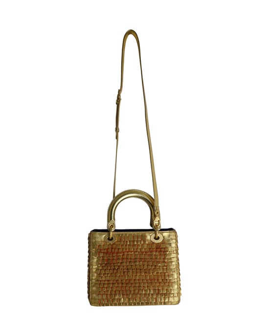 Dior Lady Dior Medium Bag 2019 Limited Edition by Olga de Amaral in Gold Leather - Image 6