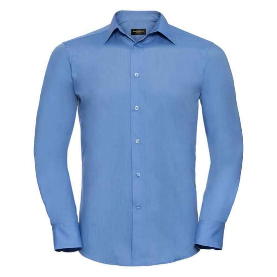 Russell Collection Mens Polycotton Easy-Care Long-Sleeved Formal Shirt (Corporate Blue) - Image 1