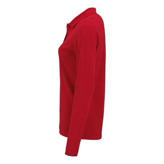 SOLS Womens/Ladies Perfect Pique Long-Sleeved Polo Shirt (Red) - Image 3
