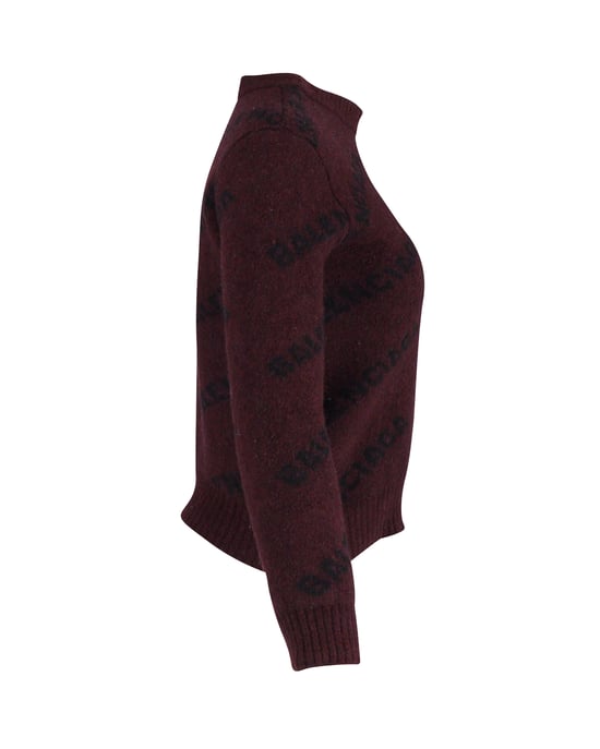 Balenciaga Logo Sweater in Red Print Wool - Image 2