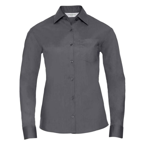 Russell Collection Womens/Ladies Poplin Easy-Care Long-Sleeved Formal Shirt (Convoy Grey) - Image 1