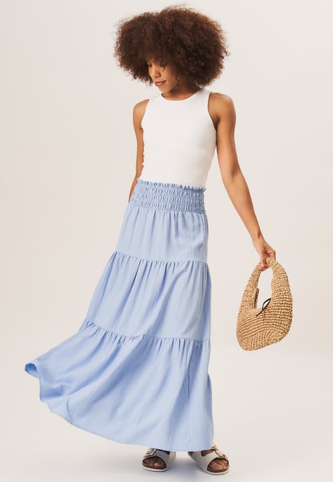 Smocked Tiered Maxi Skirt