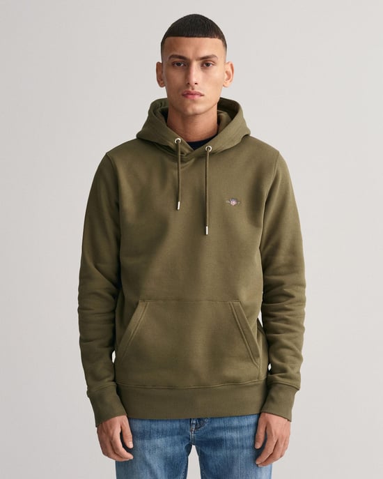 GANT Mens Regular Fit Shield Logo Pullover Hoodie - Image 1