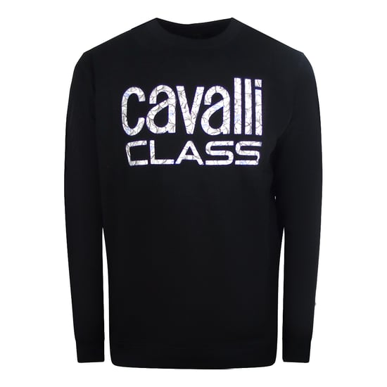 Cavalli Class Sudadera negra con diseno floral atrevido - Image 1