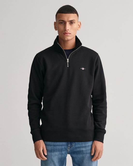 GANT Mens Regular Fit Shield Logo Half Zip Sweatshirt - Image 1