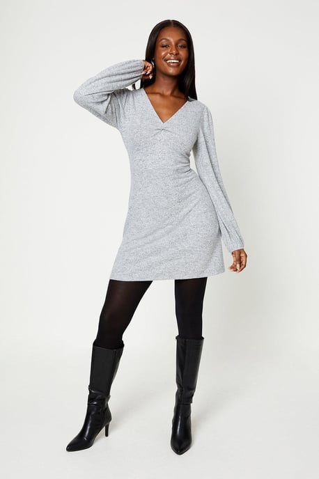 Brushed Soft Touch Ruched Front Mini Dress
