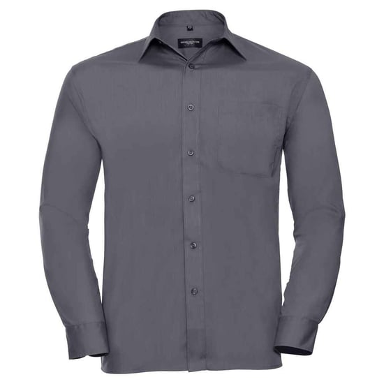 Russell Collection Mens Classic Polycotton Long-Sleeved Shirt (Convoy Grey) - Image 1