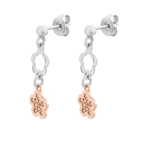Orphelia 'Nixie' Women's 925 Sterling Silver Drop Earrings - Silver/Rose ZO-7377 - Image 3