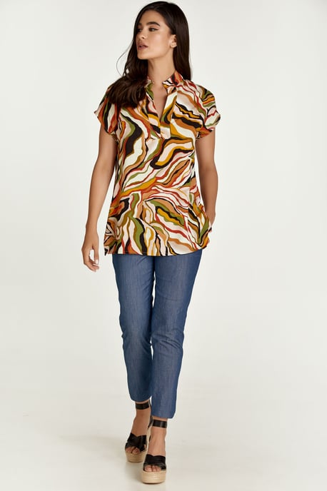 Blusa sin mangas con estampado de remolinos en color ladrillo - Image 6