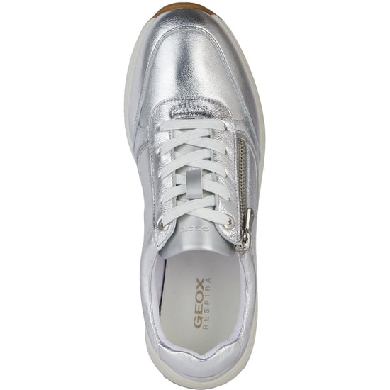 Geox D Cristael E Faux Leather Women's Silver Trainers - Image 4