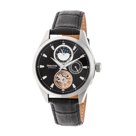 Reloj automático Heritor Sebastian semiesqueleto con correa de cuero - Image 1