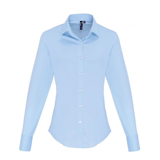 Premier Womens/Ladies Stretch Fit Poplin Long Sleeve Blouse (Pale Blue) - Image 1