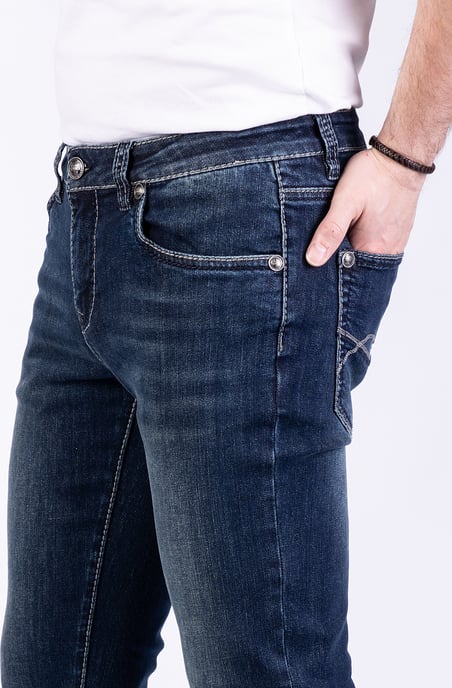Gordan Mens Trousers blue denim Slim Fit