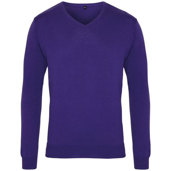 Premier Mens V-Neck Knitted Sweater (Purple) - Image 1