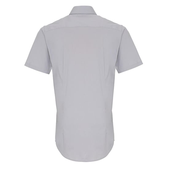Premier Mens Poplin Stretch Short-Sleeved Shirt (Silver) - Image 2