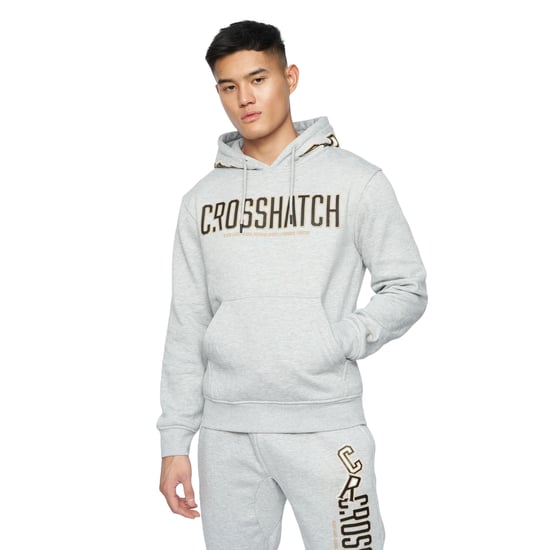 Crosshatch Mens Doddington Hoodie (Light Grey Marl) - Image 1