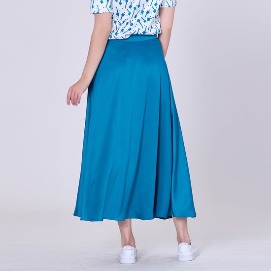 Flared midi satin skirt - Image 3