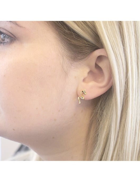 Pendientes Espiral - Oro y Cristal - Image 2
