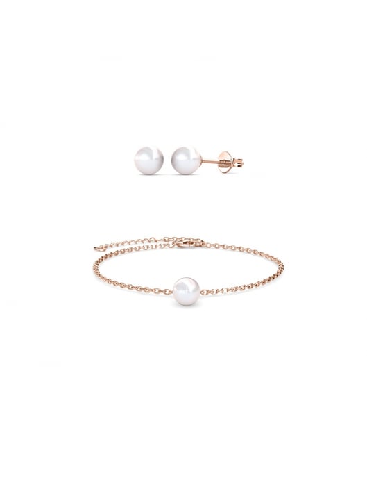 Conjunto de perlas de cristal de luna llena - Oro rosa y cristal - Image 1