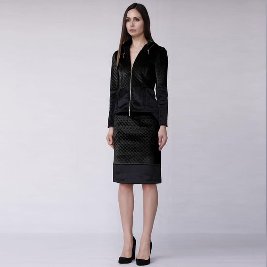 Textured velvet bi-material skirt - Image 4