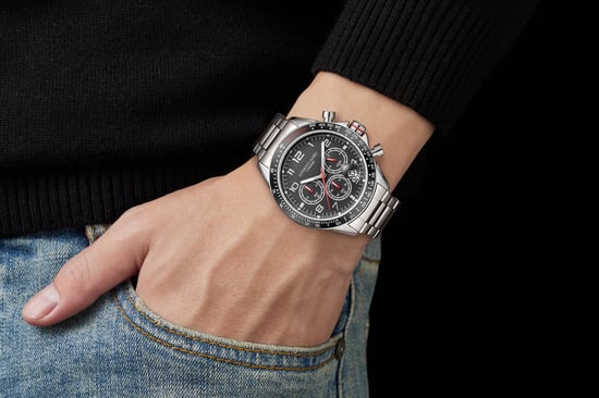 Hand Assembled Anthony James Tachymeter Chrono Steel Black