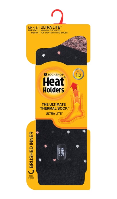Heat Holders - Calcetines térmicos de mujer Ultra Lite con diseño de hilo interior cepillado - Black Spots (Berry) - Image 2