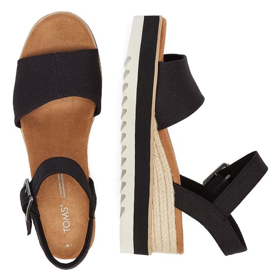 TOMS Diana Canvas Wedge Women's Black Sandals - Image 6