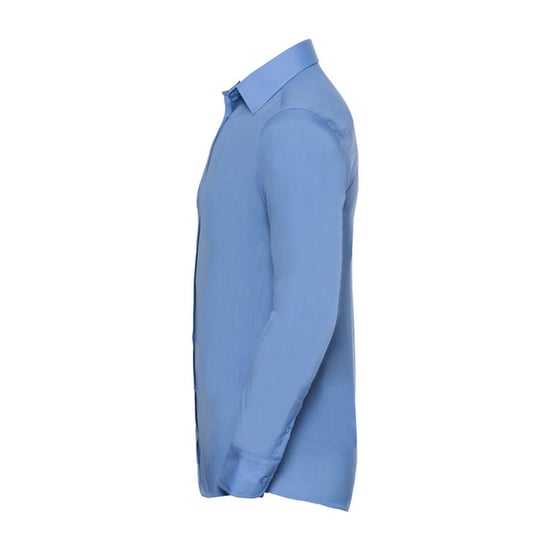 Russell Collection Mens Poplin Tailored Long-Sleeved Shirt (Corporate Blue) - Image 4
