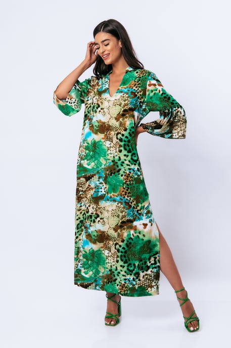Vestido largo estilo caftán con estampado animal - Image 3