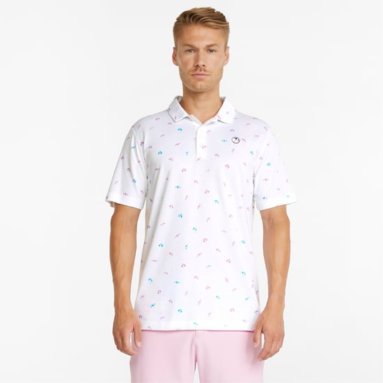 Puma x Arnold Palmer Manija corta Coloque White White Mens Bailing Umbrellas Golf Polo 533021 01 - Image 1
