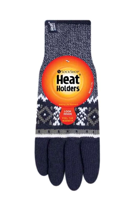 Hombre rayas nórdico Fairisle Zig Zag de punto forrado de lana caliente Guantes - Image 2