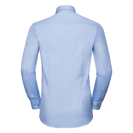 Russell Collection Mens Contrast Herringbone Tailored Long-Sleeved Shirt (Light Blue/Mid Blue/Bright Navy) - Image 2