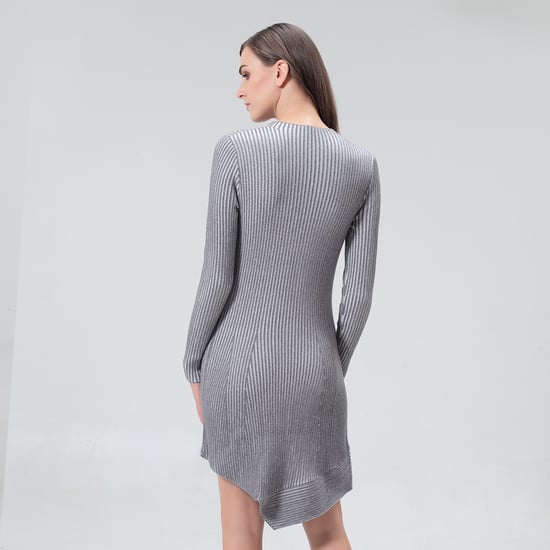 Asymmetrical short dress in ribbed knit - Image 6