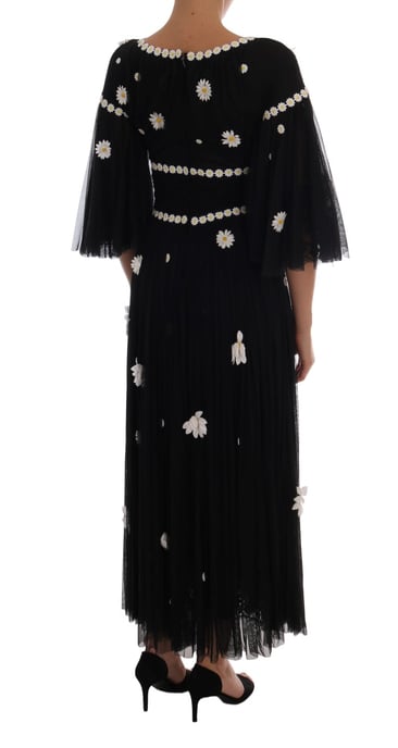 Vestido bordado de seda negra con margaritas de Dolce & Gabbana - Image 3