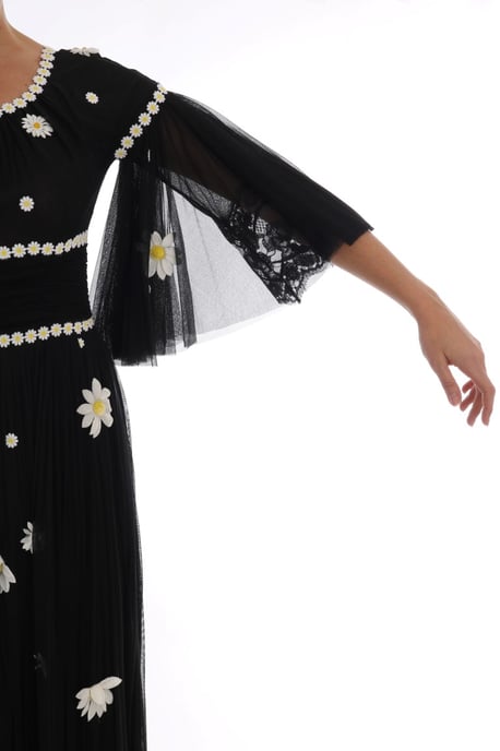 Vestido bordado de seda negra con margaritas de Dolce & Gabbana - Image 6