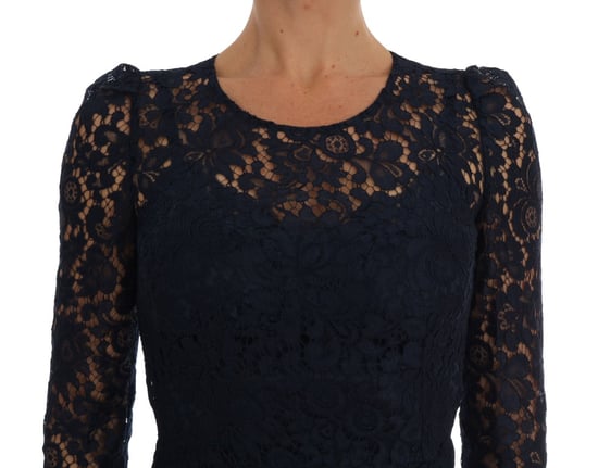 Vestido de Encaje Floral Azul Taormina de Dolce & Gabbana - Image 4