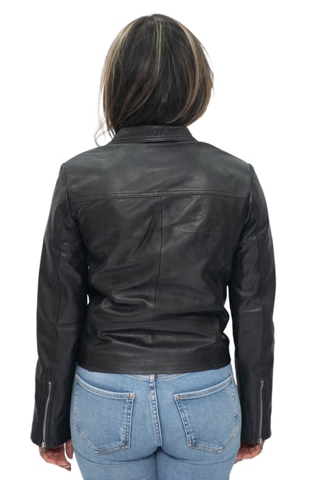 Womens Leather Shawl Wrap Biker Jacket - Riga