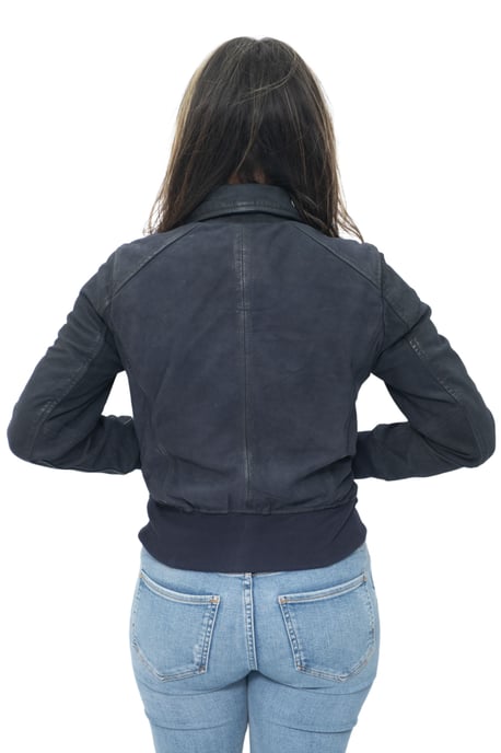 Womens Leather MA-1 Varsity Jacket-Ann Arbor