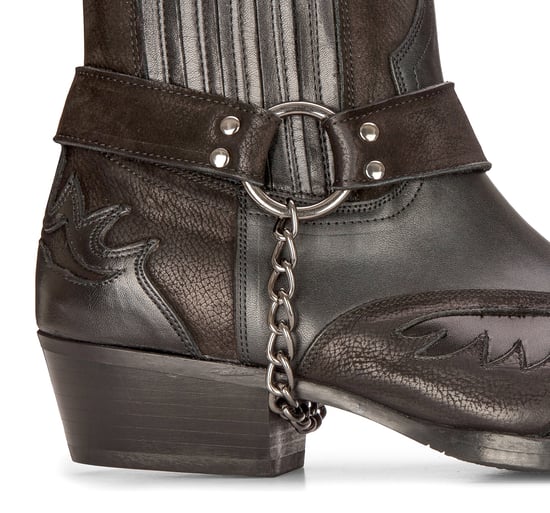 Mens Leather Cowboy Ankle Boots Black Brown Cuban Biker Winklepicker Western