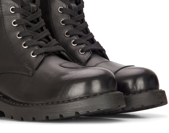 Men's Leather Military Boots Black Combat Biker Motorcycle Punk Western Boot