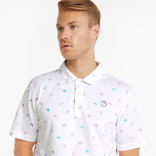 Puma x Arnold Palmer Manija corta Coloque White White Mens Bailing Umbrellas Golf Polo 533021 01 - Image 4