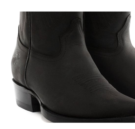 Grinders Mens Black Cowboy Leather Boots- Louisiana