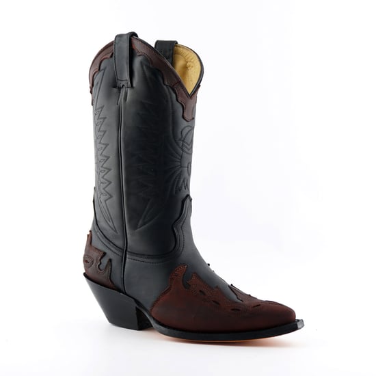 Grinders Unisex Black/Burgundy Leather Cowboy Boots-Arizona