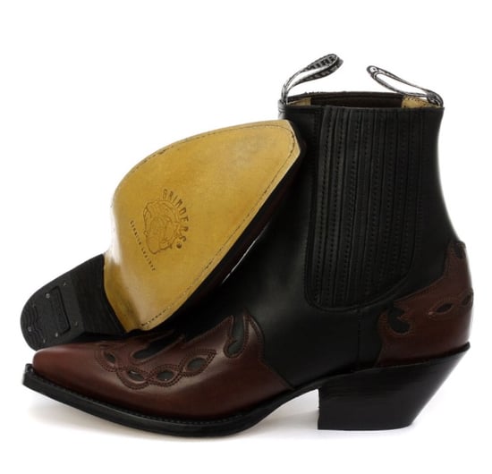 Grinders Unisex Leather Black Western Boots- Arizona Lo