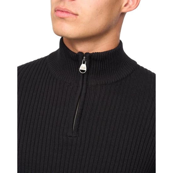 Crosshatch Mens Havaline Knitted Quarter Zip Pullover (Black) - Image 3