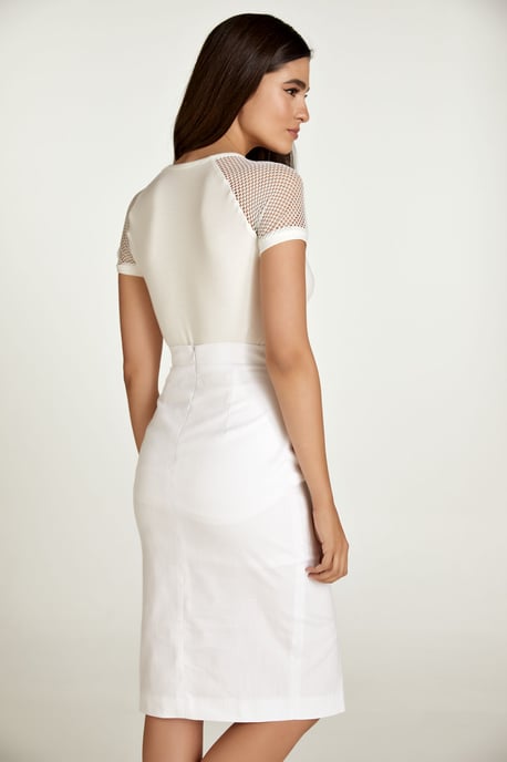 Ecru Top with Short Net Sleeves