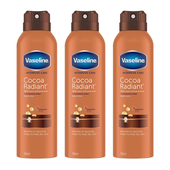 Vaseline Intensive Care Spray Moisturiser Cocoa Radiant 190 ml, 3 Pack