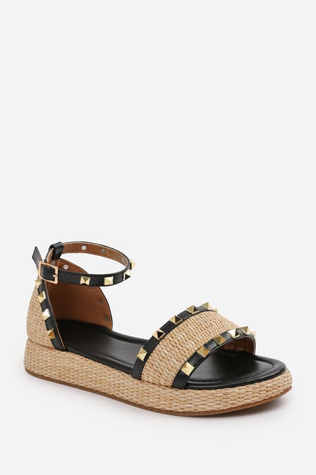Wheres That From Womens 'Katara' Studded Gladiator Braided Strap Espadrille Flatform